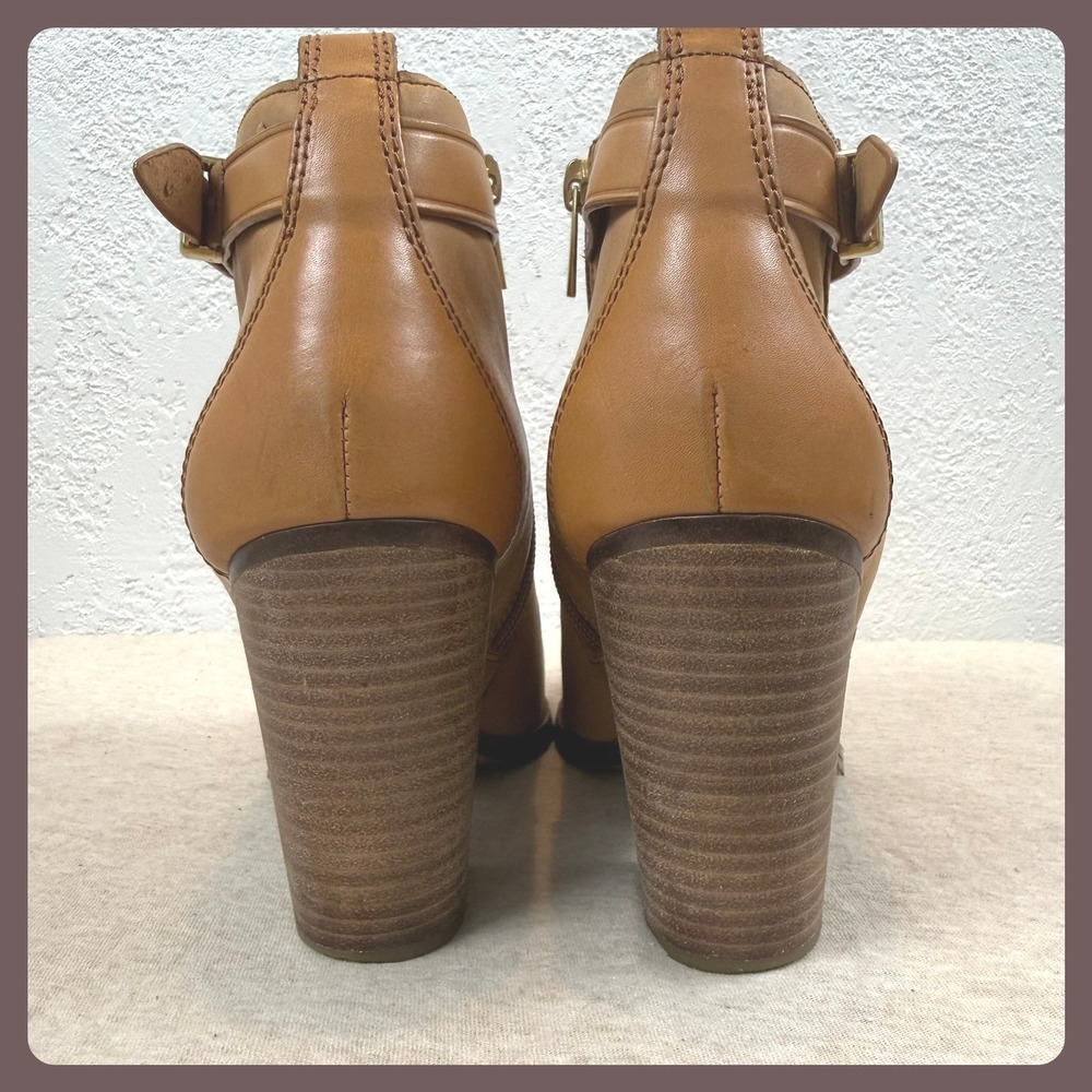 Coach Tan Leather Side Zip Block Heel Ankle Booties Women's Size 7.5‎ - Picture 6 of 16
